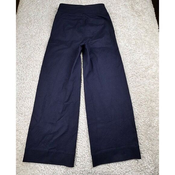 J. Crew Officer Patch Pocket Wide Leg Pant Twill Navy Blue - Picture 4 of 12